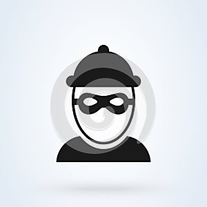 Robber icon and Bandit mask. criminal man. vector illustration