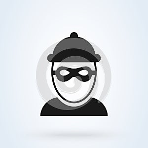 Robber icon and Bandit mask. criminal man. vector illustration photo