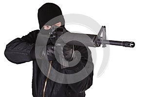 Robber with M16 rifle