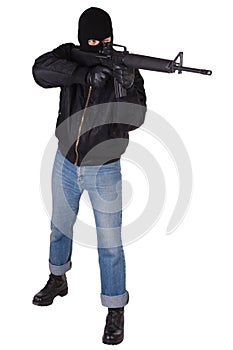 Robber with M16 rifle