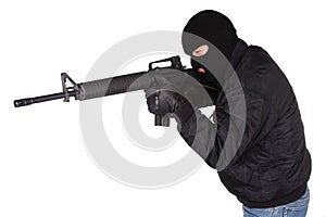 Robber with M16 rifle