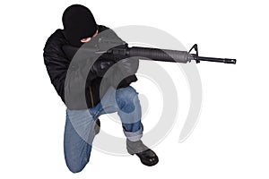 Robber with M16 rifle