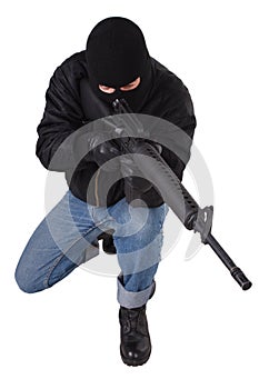 Robber with M16 rifle