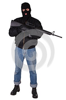 Robber with M16 rifle