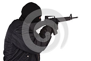 Robber with M16 rifle