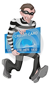 Robber man stole credit card. Stealing money online