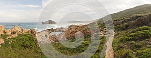 Robberg Nature Reserve rock and ocean formations near Plettenberg Bay in South Africa.