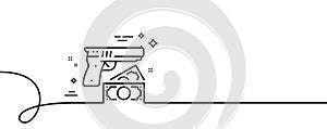 Robbery line icon. Money fraud crime sign. Continuous line with curl. Vector