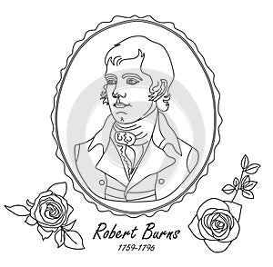 Robbie Burns icon line element. Vector hand drawn illustration of Robbie Rurns isolated on white background with