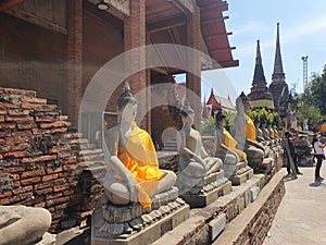 Robed buddhas ayuthaya thailand photo
