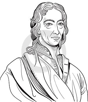 Robert Boyle cartoon portrait, vector photo