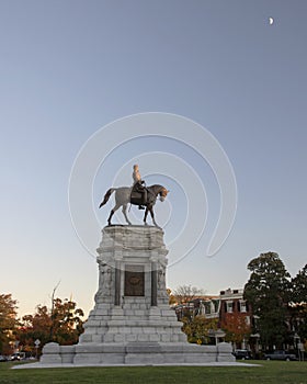 Robert E Lee Statue with moon photo