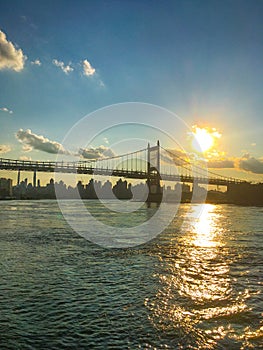 The Robert F. Kennedy Bridge formerly the Triborough Bridge at Sunset, Astoria, New York City