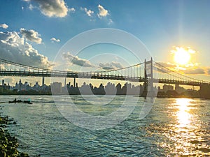 The Robert F. Kennedy Bridge formerly the Triborough Bridge at Sunset, Astoria, New York City