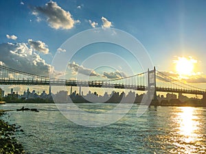 The Robert F. Kennedy Bridge formerly the Triborough Bridge at Sunset, Astoria, New York City