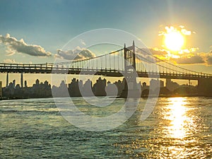 The Robert F. Kennedy Bridge formerly the Triborough Bridge at Sunset, Astoria, New York City