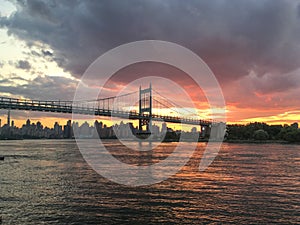 The Robert F. Kennedy Bridge formerly the Triborough Bridge at Sunset, Astoria, New York City