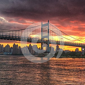 The Robert F. Kennedy Bridge formerly the Triborough Bridge at Sunset, Astoria, New York City