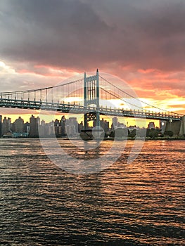 The Robert F. Kennedy Bridge formerly the Triborough Bridge at Sunset, Astoria, New York City