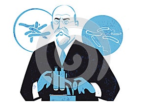 Robert Koch, Discoverer of Tubercle Bacillus, vector illustration