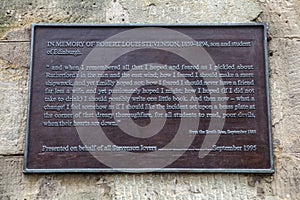 Robert Louis Stevenson Plaque in Edinburgh photo