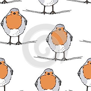 Robin bird hand drawn vector illustration, The European robin