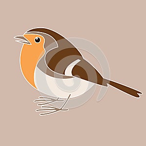 Robin bird, vector illustration , flat style, profile
