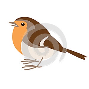 Robin bird, vector illustration , flat style, profile