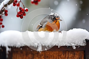 a robin chirping from a snow-covered mailbox