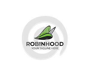 Robin hood hat logo template. Robinhood cap vector design