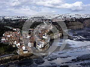 Robin Hoods Bay in snow