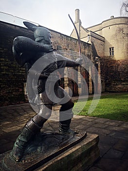 Robin`s Hood statue at Nottingham, England