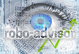 Robo-Advisor concept background with eye photo