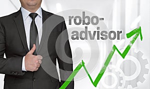 Robo Advisor concept and businessman with thumbs up photo
