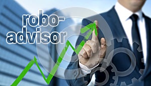 Robo advisor concept is shown by businessman