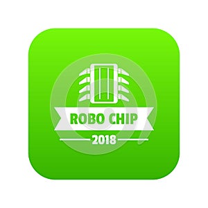 Robo chip icon green vector