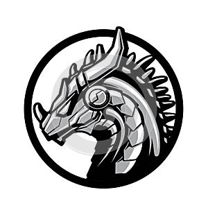 Robo Dragon Gaming Logo Design Black Silhouette photo