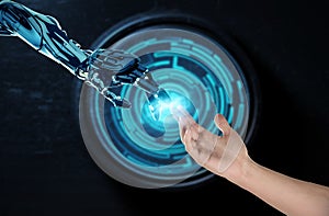 ROBO AND HUMAN HAND artificial intelligence