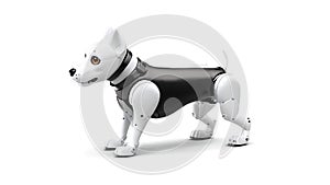 Robodog cyborg isolated on white.