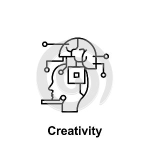 Robot, ai, brain icon. Element of creative thinkin icon witn name. Thin line icon for website design and development, app