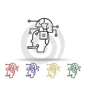 Robot, ai, brain multi color style icon. Simple thin line, outline vector of creative thinking icons for ui and ux, website or
