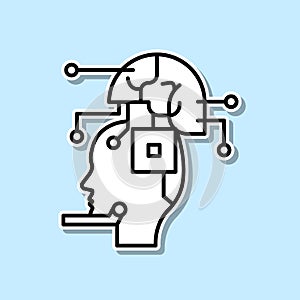 Robot, ai, brain sticker icon. Simple thin line, outline vector of Creative thinking icons for ui and ux, website or mobile