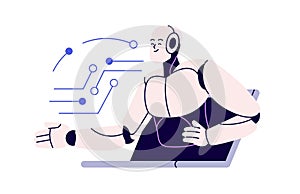 Robot, AI technology concept. Digital assistant, artificial intelligence. Neural network, machine learning for