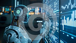 Robot Analyzing Data on Screen