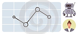 Robot Analyzing Data Trends with Human Collaboration in Technology and AI Development