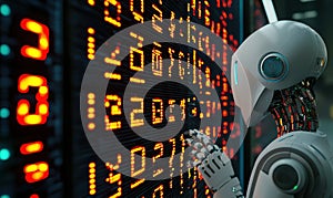 Robot Analyzing Digital Stock Market Data