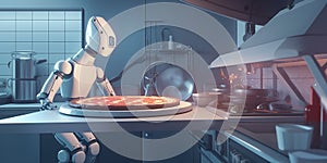Robot Android Cooking Pizza