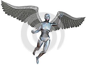 Robot Android Cyborg Angel Isolated