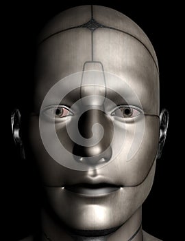 Robot Android Cyborg Face Isolated