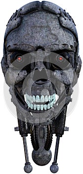 Robot Android Cyborg Head Isolated